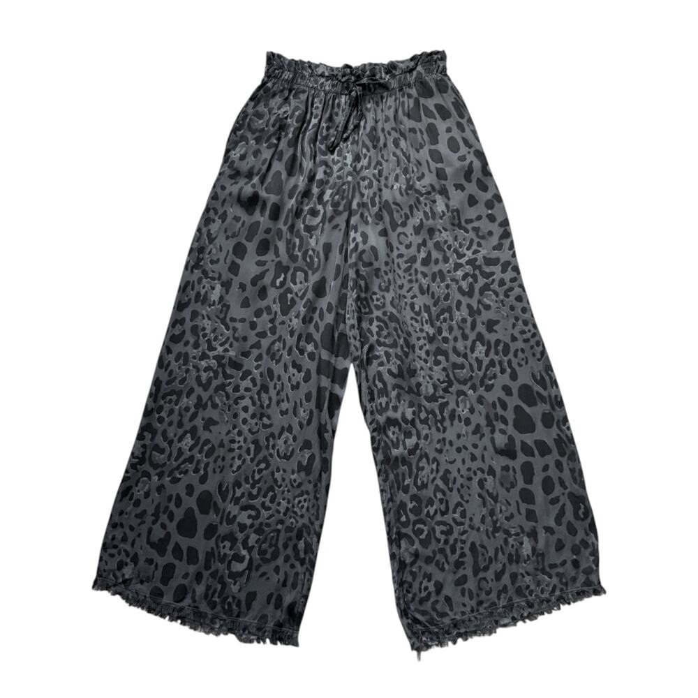 Natacha Leopard Wide Leg Black/Gray Pants | Size S